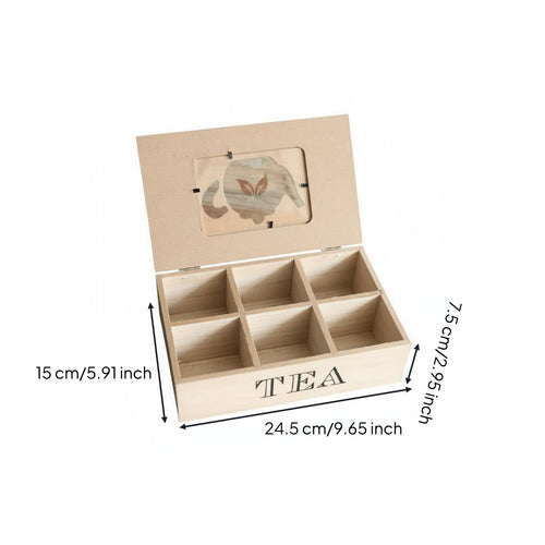 Compartment Tea Box Easy to Organize Wooden Tea Box Long-Lasting for Home