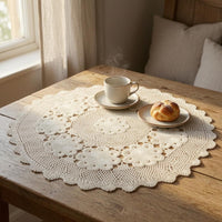 Round Lace Tablecloth Bohemian Style Crochet Tablecloth Washable