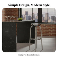 Backless Metal Swivel Stool Built-in Footrest Indoor Seating Scratch-Resistant