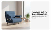 Foldable Design Single Sleeper Lounger Space-Saving Convertible Armchair Multi-Functional Folding Bed Adjustable Backrest for Office Workers, Apartment Dwellers, Students, Living Room, Balcony, Small Areas, Bedroom