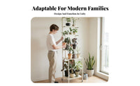 With casters Multi-Level Rolling Pot Holder Mobile Flower Rack Floor-Standing Plant Stand Space-Saving for Gardeners, Apartment Dwellers, Homeowners, Living Room, Balcony, Bedroom, Corner