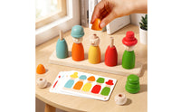 Early Learning Child-Centered Toy with Cards Educational Wooden Color Matching Game Smooth Color Matching Toy Logical Thinking for Preschoolers