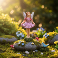 Fairy with a Lifting Skirt Figurine Fairytale Design Miniature Figure Hand-Painted Details for Desktop