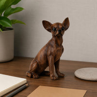 Chihuahua Style Dog Statue Animal Decoration Wood Grain Dog Ornament Collectable Home Decor for TV Cabinet