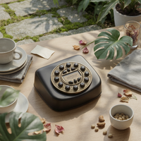 Antique-Style Corded Telephone Coiled Cord Vintage Wired Telephone Plug and Play Decorative Push-Button Phone