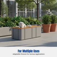 Configurable Outdoor Planter Bench, Stainless Steel and Solid Wood, For Plazas, Malls, Landscapes, Leisure