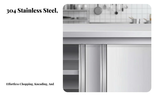 Rust Resistant Kitchen Prep Table with Storage Easy to Clean Metal Prep Table with Sliding Doors High Load Capacity Commercial Kitchen Cabinet Multi-Purpose for Restaurant Owners, Home Cooks, Cafeteria, Workshop, Warehouse, Garage