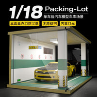 1:18 Wooden Parking Garage Model with Lights for Car Models