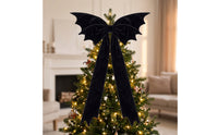 Gothic Winged Bow Oversized Velvet Bow with Tails Easy-to-Install Tree Topper Festive for Goths, Halloween Party