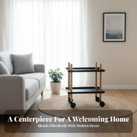 2-Tier Rolling Organizer Multifunctional Wheeled Side Table 360° Swivel Wheels