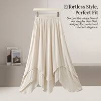 Matching Set Two Piece Outfit for Plus Size Women with Elastic Waist, Chinese Style Irregular Hem Midi Skirt for Summer Casual Wear