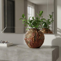 Decorative Flower Pot Textured Surface Tabletop Planter 3D Design