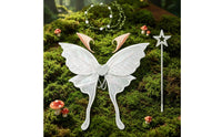 4 Pieces Butterfly Wing Set Glitter Angel Wing Ears Flower Crown Matching rod Children's Dress up for Party