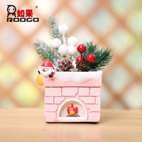 Christmas-themed Resin Flower Pot with Micro Landscape