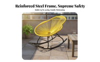 Stable Structure Rainbow String Rocking Chair Comfortable Ergonomic Design Colorful Woven Rocking Chair Wide Seat Steel Frame Rocker Indoor Outdoor Use for Relaxation Seekers, Homeowners, Adults, Living Room, Patio, Garden, Coffee Shop