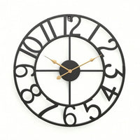 Wall Clock with Metal Frame Openwork Metal Wall Clock Silent for Bedroom, Office