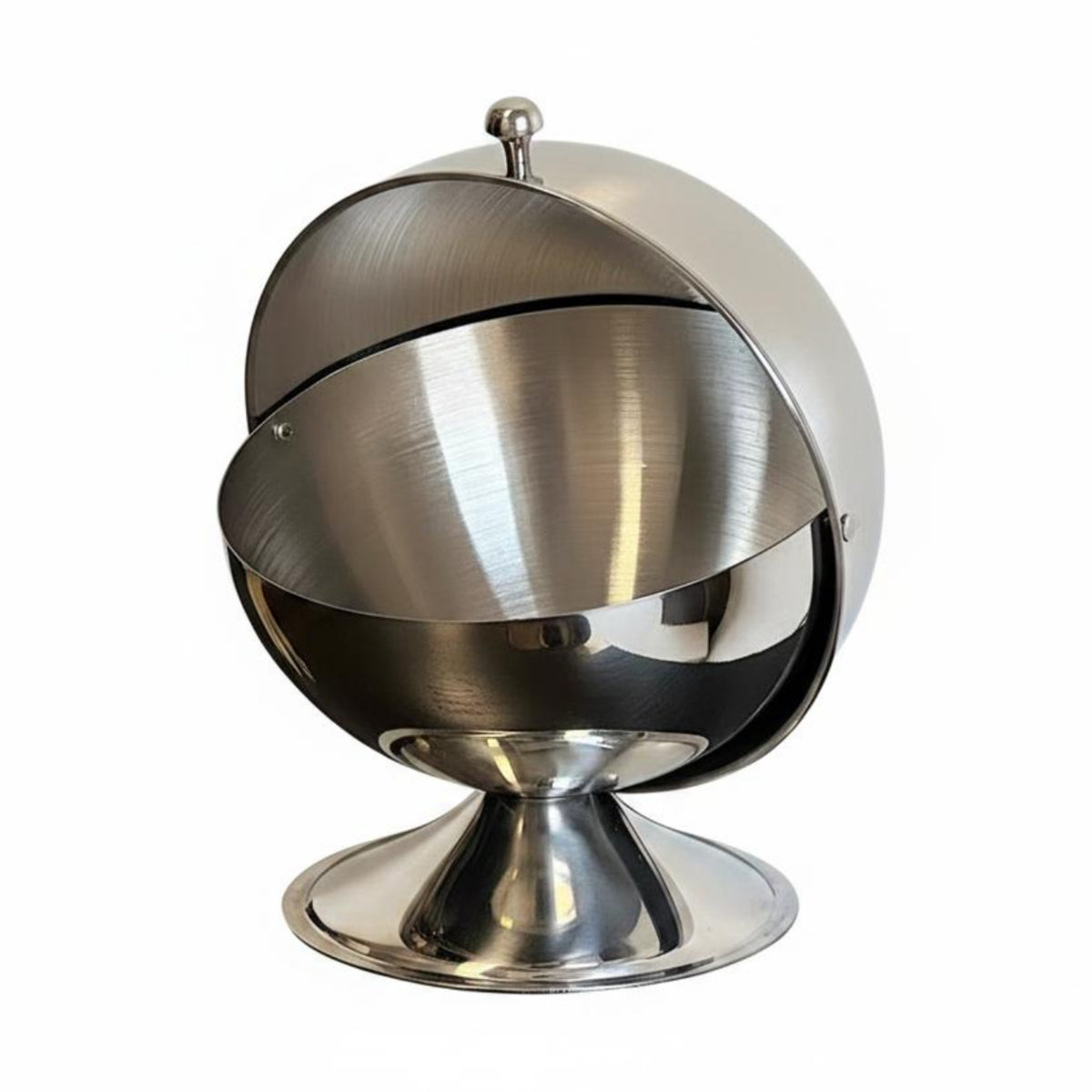 Spherical Storage container Polished Finish Stainless Steel container Pedestal Base Stainless Steel Sugar Bowl