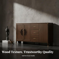 New Chinese design Accent Cabinet with Glass Doors Large Storage Capacity Sideboard Multi-Functional Household Furniture Minimalist Design for Homeowners, Adults, Dining Room, Kitchen, Entryway, Home Office
