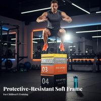 4 Pieces Tear-Resistant Stackable Soft Plyo Box Set Adjustable Height Stackable Foam Plyo Box force-absorbing-Absorbing leaping stage long-lasting for Children, Home Gym Users, Beginners, Plyometric Training, functional fitness, HIIT exercise session