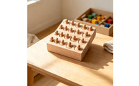 Peg Toy with Wooden Base Fine Motor Skills Shape Sorter with Pegs Cognitive Shape Sorter for Tabletop