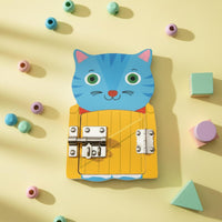 Sturdy Wood Construction Wooden Lock Toy Polished Splinter-Splinter-Resistant Edges Educational Board & Safe Creature Busy Board Portable Design for Daycare