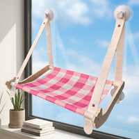 Cat Window Perch with Metal Frame, Strong Suction Cup Cat Bed and Hammock for Indoor Sunbathing, No Drill Cat Window Seat for Window Sill