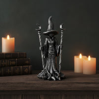 Witch Figurine Halloween Witch Statue Resin Gothic Fantasy Ornament for Mantel, Shelf