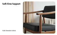 Wooden Dining Armchair with Padded Rear Nordic Design Upholstered Chair Thick Cushions Contouredd Armrests for Families