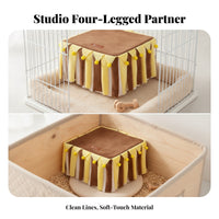 Guinea Pig with Wooden Frame | Decorative Fringe Trim, Soft textile Cover, for Cage
