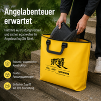 Durable Fishing Bag, Waterproof Fishing Backpack with Zipper, Yellow Fishing Bag for Carp Anglers, with Shoulder Strap