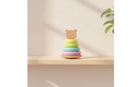 Pastel Stacker Toy with Bear Topper Early Learning Stacking Stacker with Bear Topper Educational Educational Stacking Toy Non for Babies, Daycare