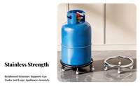 Gas Cylinder Stand with Wheels | Heavy-Duty Stainless Steel Frame, Thickened Wear-Resistant Structure, Gas Cylinder Trolley, for Kitchen