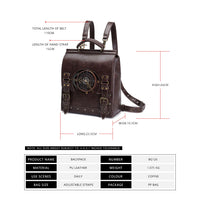 GEARDUKE Women's Vintage Industrial Backpack with Embossed PU, Medium Size