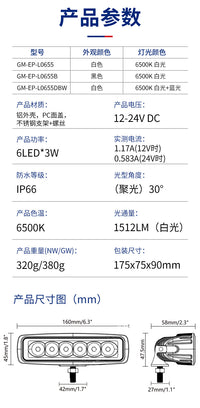 船用甲板灯房车工作灯P66防水铝合金材质外壳LED灯珠