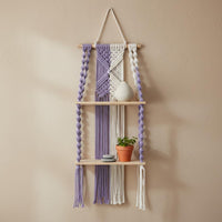 Boho Wall Hanging Shelf Handmade Macrame Hanging Shelf Easy to Hang Bohemian Storage Rack for Nursery