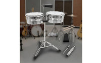 Timbales Drum Set with Stand and Cowbell Metal Timbales with Stand Double Percussion for Percussionists, Drummers, Music Studios, Rehearsals