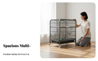 Multilevel Design Cat Enclosure Litter Box Combo Easy to Clean Multi-Level Cat Enclosure Sturdy Frame Multiple Door Entry for Apartment, Home