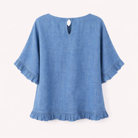 Beach Cover Up Linen Shirt with Round Neckline, Dressy Casual Breathable Blend, Ladies Pullover Style