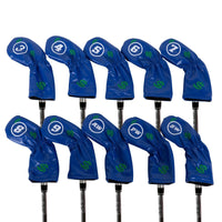 10 Pieces Soft Cushioned Soft Fabric Lining Golf Iron Head Cover Waterproof Golf Club Head Cover Dust Resistant Sports Gear Protectors PU Material for Golfers