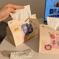Leather Tissue Box with Inspirational Text, Modern Minimalist for Home