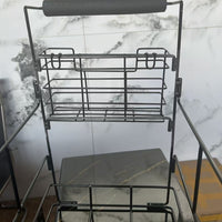 Pull-Out Kitchen Trash Can Rack with Rails, Adjustable, Chrome-Plated Iron
