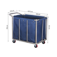 Hotel Linen Cart Easy to Clean Stainless Steel Laundry Trolley Waterproof Bag