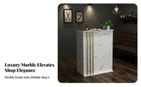 Light Luxury Design Salon Reception Desk Versatile Modern Reception Desk Lockable Drawers Modern Checkout Counter Large Storage Space for Receptionists, Business Owners, Office Managers, Barber Shop, Sales Center, Lobby
