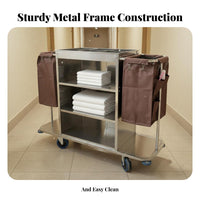 Accommodation Linen Cart Heavy Duty Hotel Housekeeping Service Cart Sturdy and Sturdy Janitorial Cleaning Trolley for Housekeepers, Hospital, School
