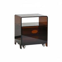 Transparent Look Clear Multi-Tier Table Modern Design Clear C-Shaped End Table with Magazine compartment Minimalist aesthetic Nightstand Easy to Clean for Apartment Dwellers, Homeowners, Students, Bedroom, Small Spaces, Living Room, Home Office