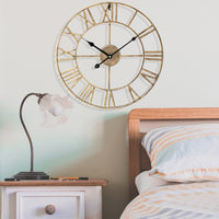 Round Metal Wall Clock with Roman Numerals