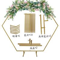 Hexagon Balloon Arch and Square Iron Arch for Outdoor Weddings