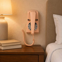 Vintage Corded Telephone Coiled Cord Corded Wall Telephone Round Dialing Surface Vintage Rotary Phone for Hotel, Bedroom