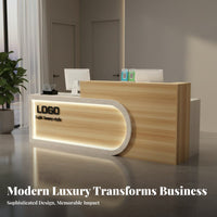 Salon Reception Counter Multifunctional Modern Reception Desk Cashier Checkout Stand Easy to Clean Particle Board Melamine Finish Scratch Resistant Waterproof Suitable for Receptionists Barbershop Retail Store
