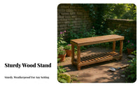 Tiered Plant Stand Space-Saving Tiered Slatted Bench Good Drainage for Gardeners